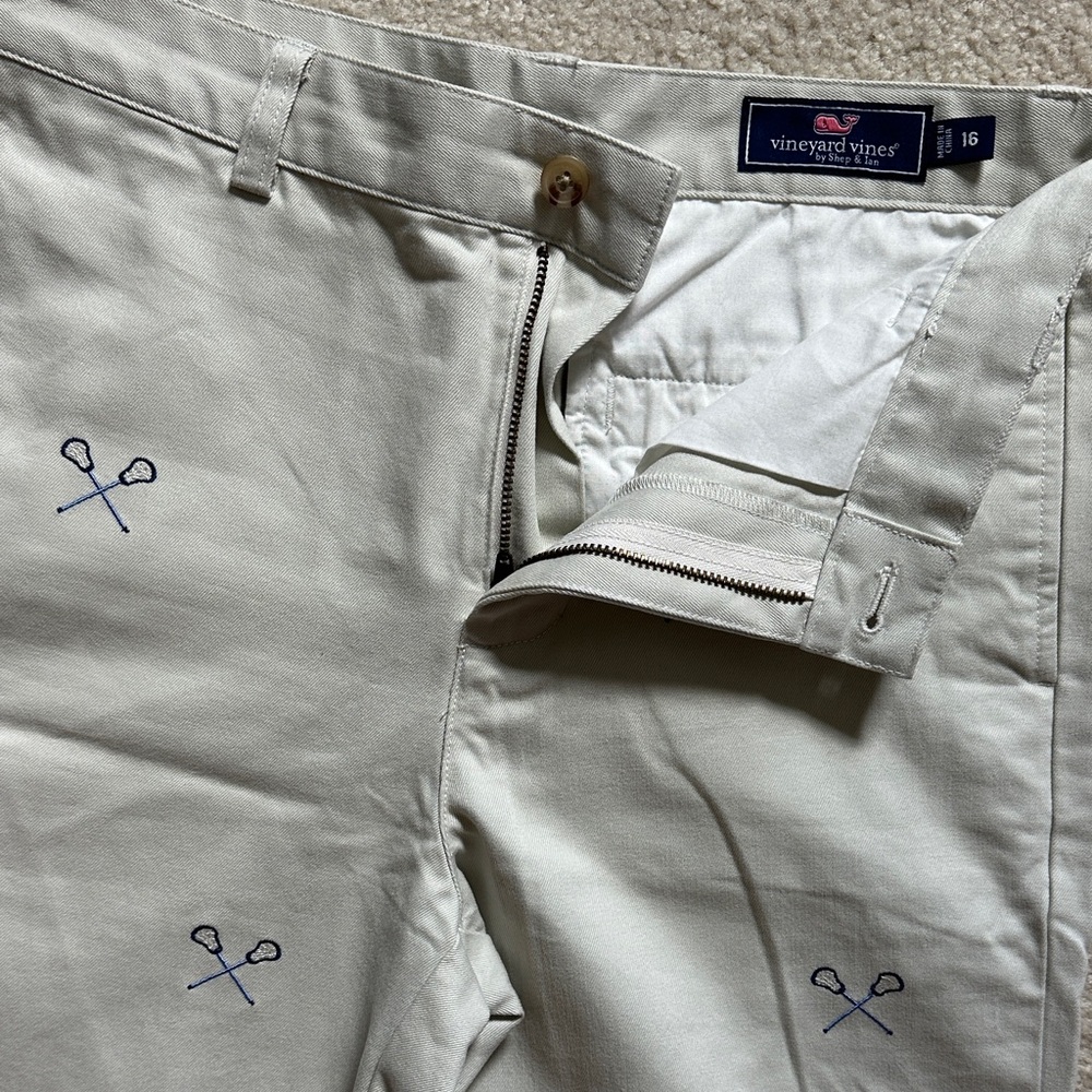 Vineyard Vines Cream Lacrosse Embroidered Pants